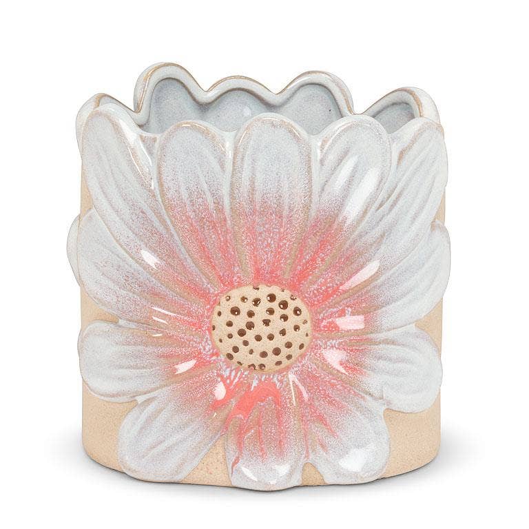 Lg Pink Daisy Planter-6
