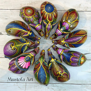 Small Elephant Hand Carved and Painted by Mustofa Art Multiple Options Available