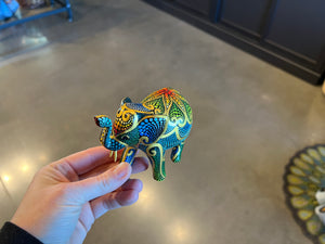 Small Elephant Hand Carved and Painted by Mustofa Art Multiple Options Available