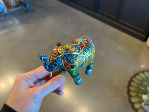 Small Elephant Hand Carved and Painted by Mustofa Art Multiple Options Available