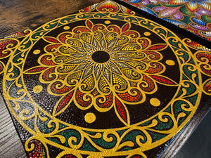 Colorful 10" x 10" Gold Motif Mandala Painting Mustofa Art