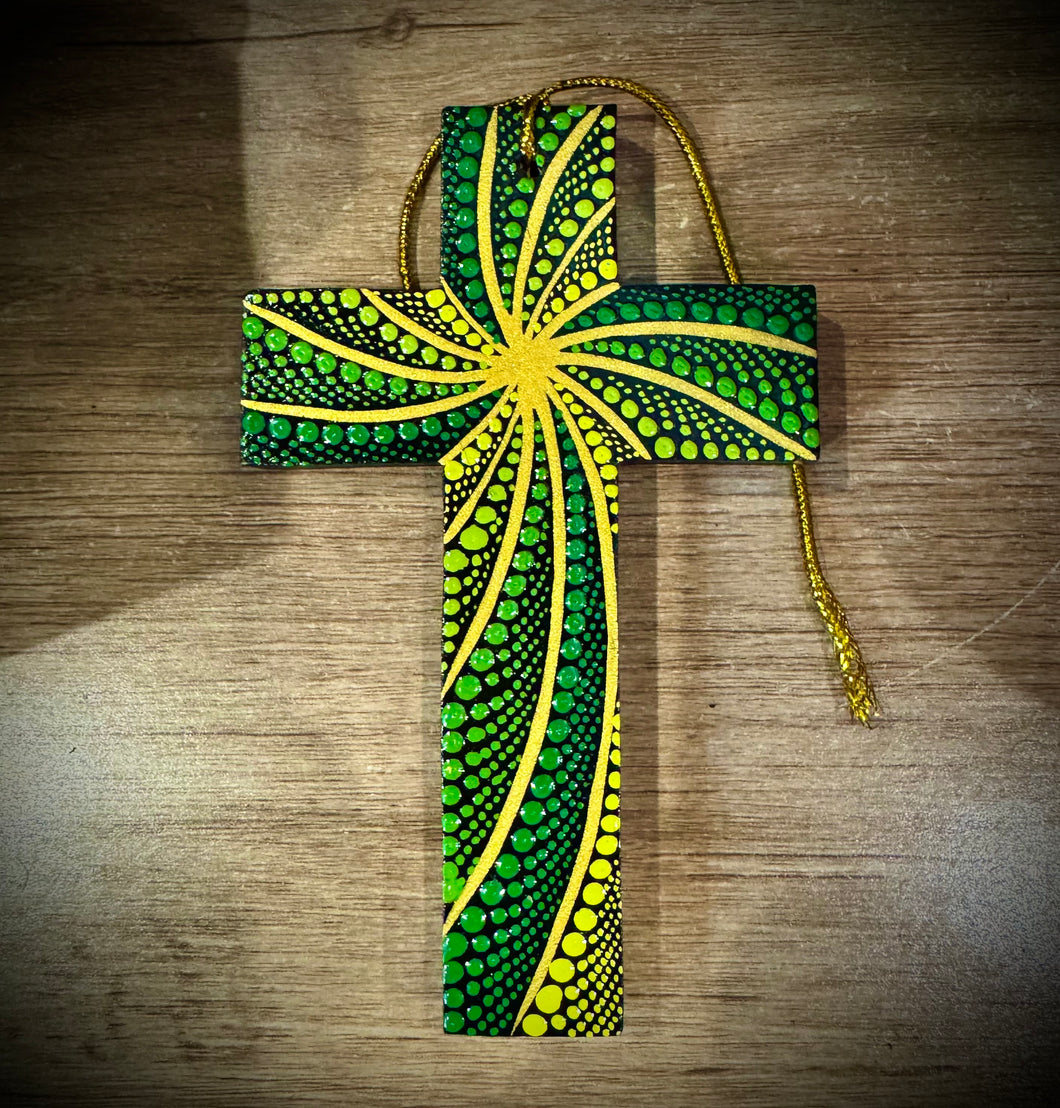 Custom Small Hand Painted Cross Ornament's by Mustofa Art