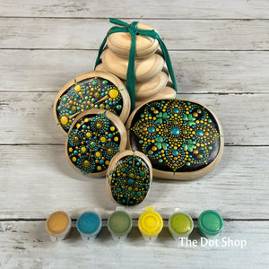 Rectangular Wooden Pebbles - Green Color Palette Kit
