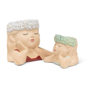 Small Head in Hands Planter-3"H