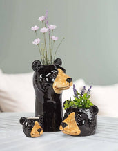 Load image into Gallery viewer, Small Black Bear Planter-2.5&quot;H
