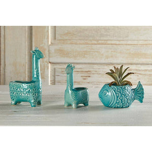 Lake Blue Giraffe Planter Sm