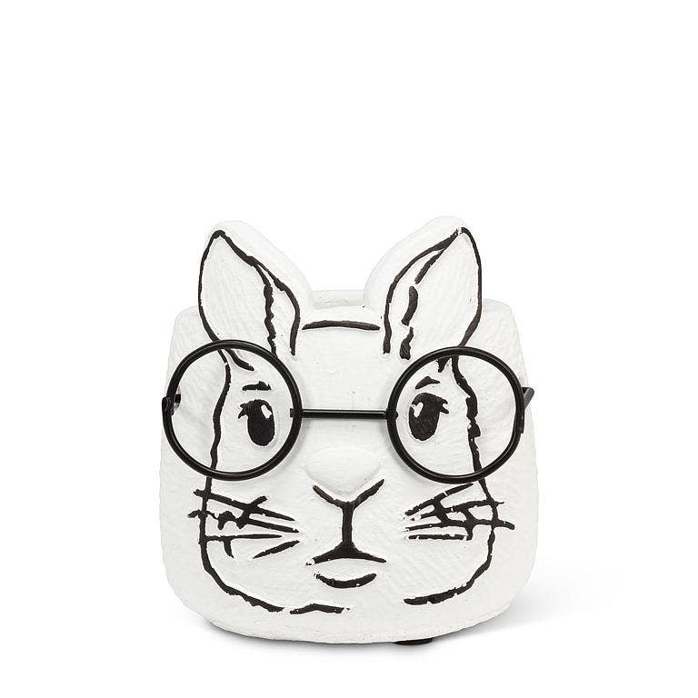 Small Bunny Planter with Glasses-3.5