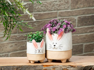 Sm Bunny w/Ears Planter-4"H