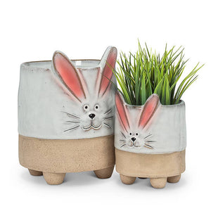Sm Bunny w/Ears Planter-4"H
